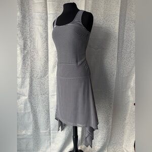 Michael Kors Black and White Striped Asymmetrical Dress